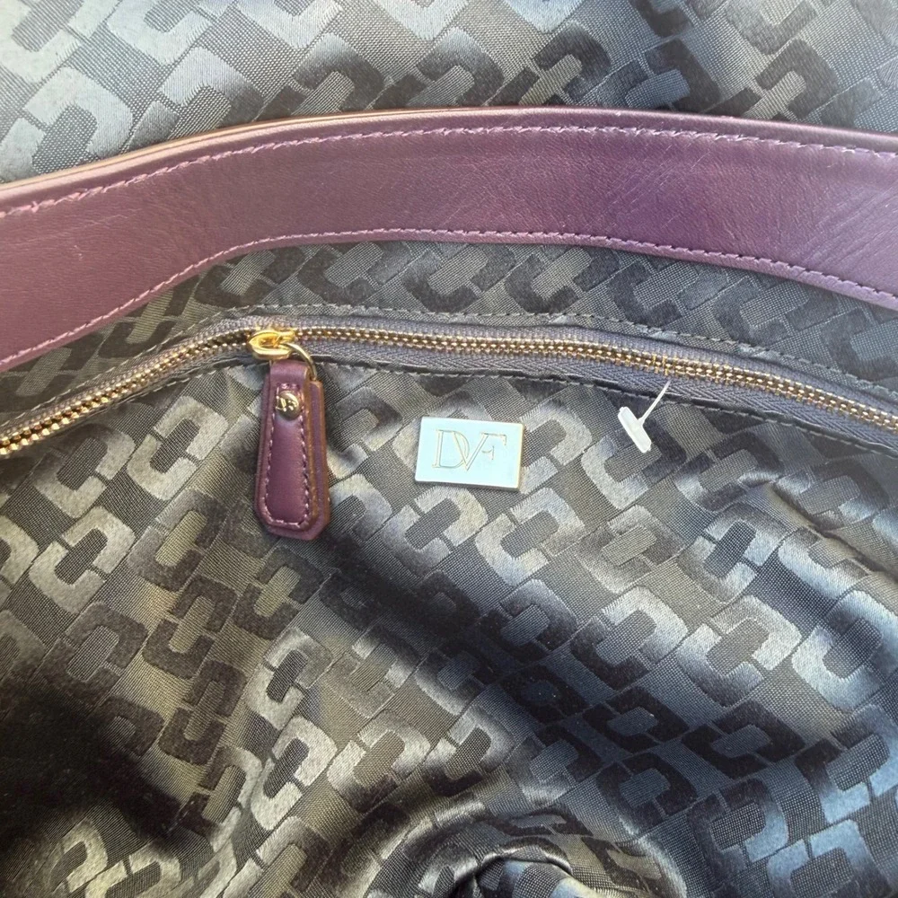 Rare‎ Diane Von Furstenberg Purple 440 Courier Leather Bag Prune Satchel DVF